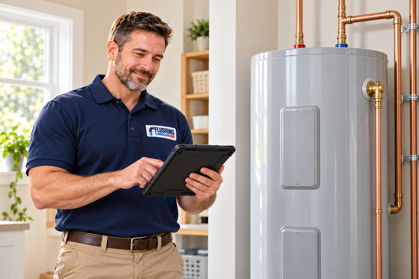 AI-created illustration of water heaters service.